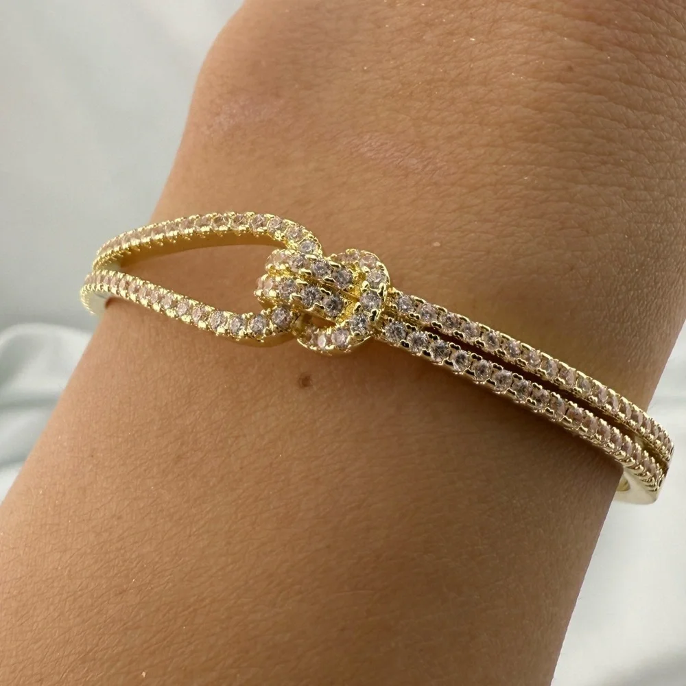18k Gold color crystal adjustable Knot Bracelet